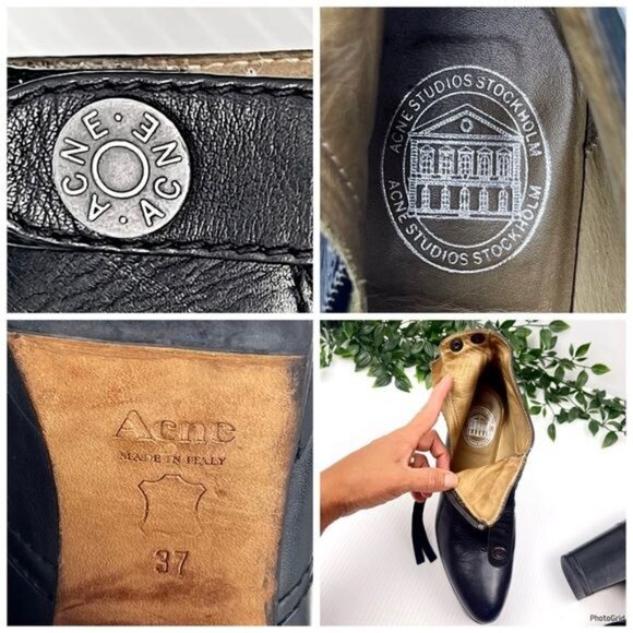 Acne Studios 'Track' block heel platform Black Ankle Boots 6.5 - Picture 10 of 14